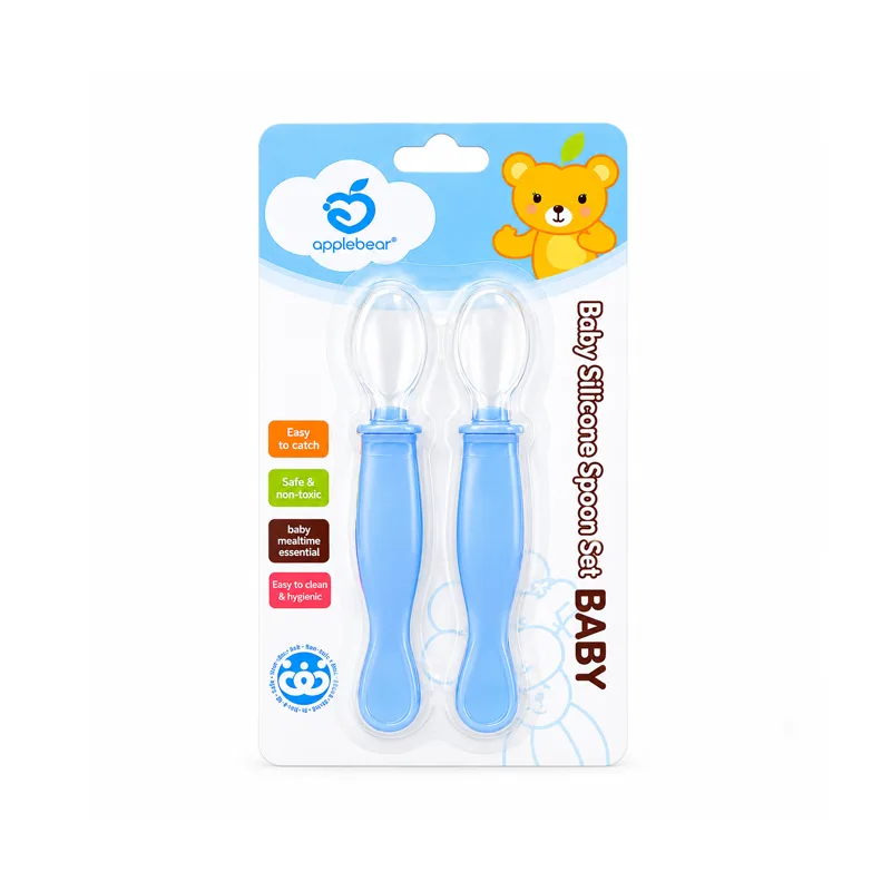 Apple Bear Baby Silicone Feeding Double Spoon Set 2Pcs